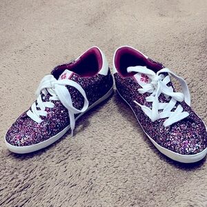 Kate Spade New York Ace Pink Glitter Sneakers Shoe Sz 7.5 B Lace Up Barbie